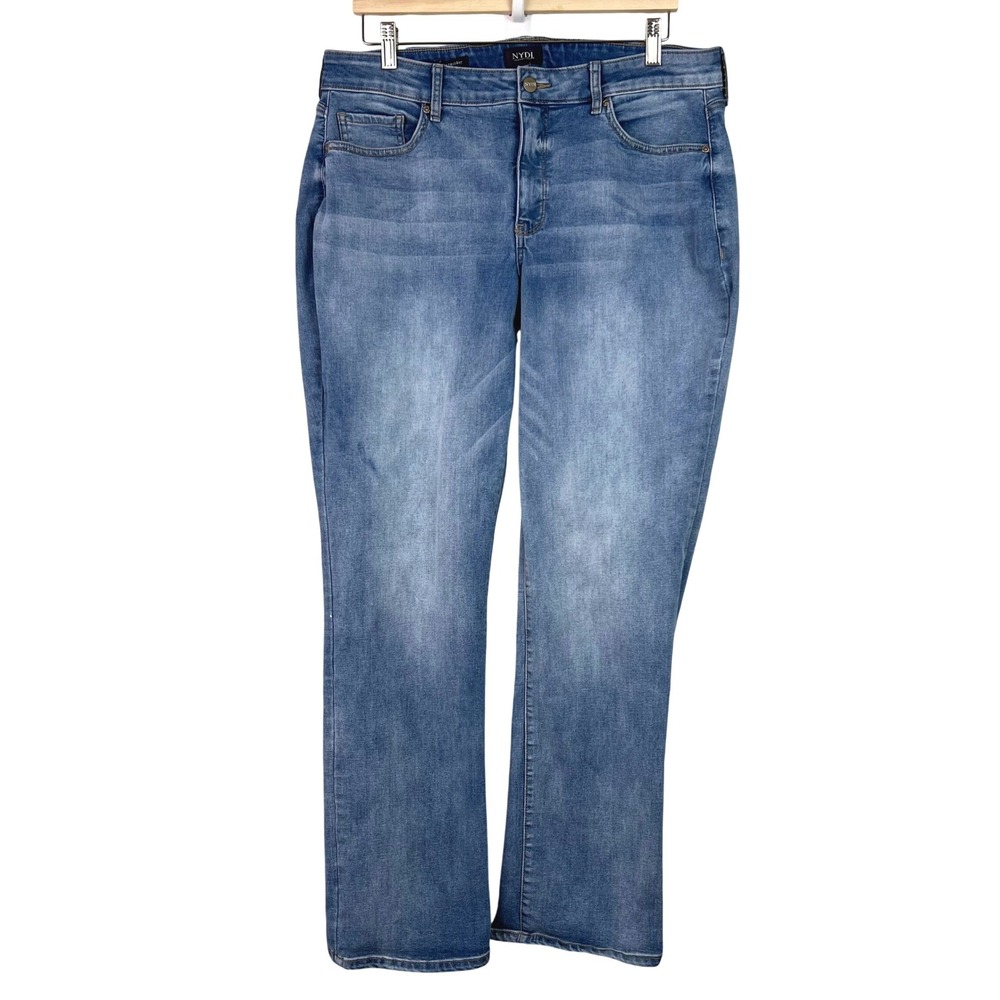 NYDJ Marilyn Straight Leg Jeans Womens Size 14W Blue Lift Tuck High Rise